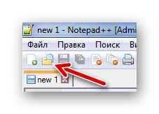 Open knoppie binne Notepad ++