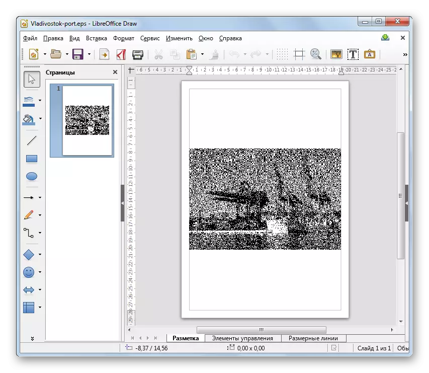 EPS-bestand is geopend in het venster LibreOffice Tekenen