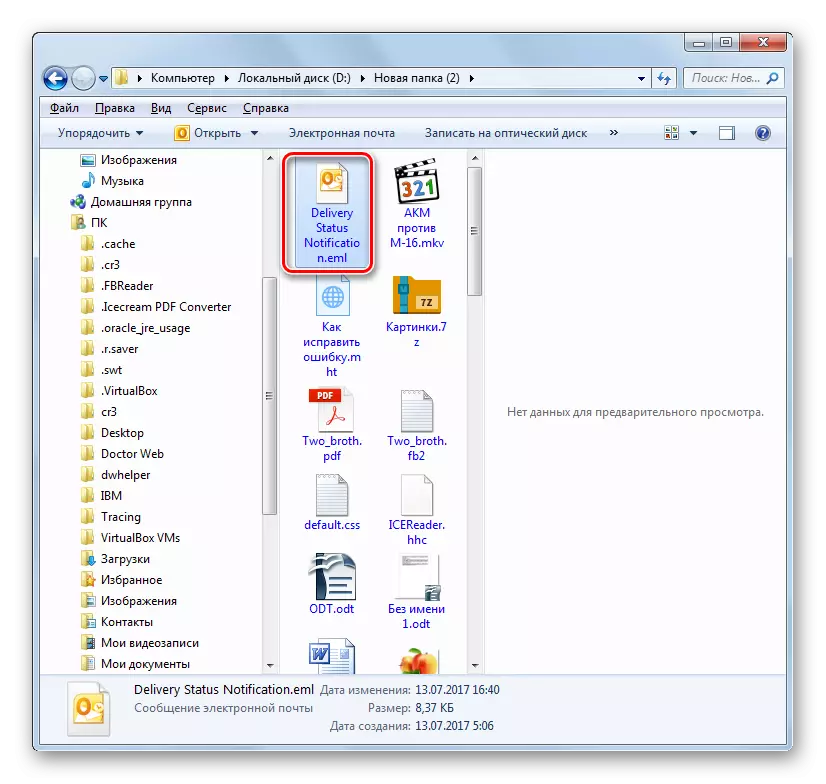 Otvorenie súboru EML v programe Windows Prieskumník pomocou programu Microsoft Outlook Program