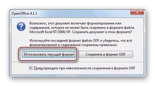 Format confirmation in OpenOffice