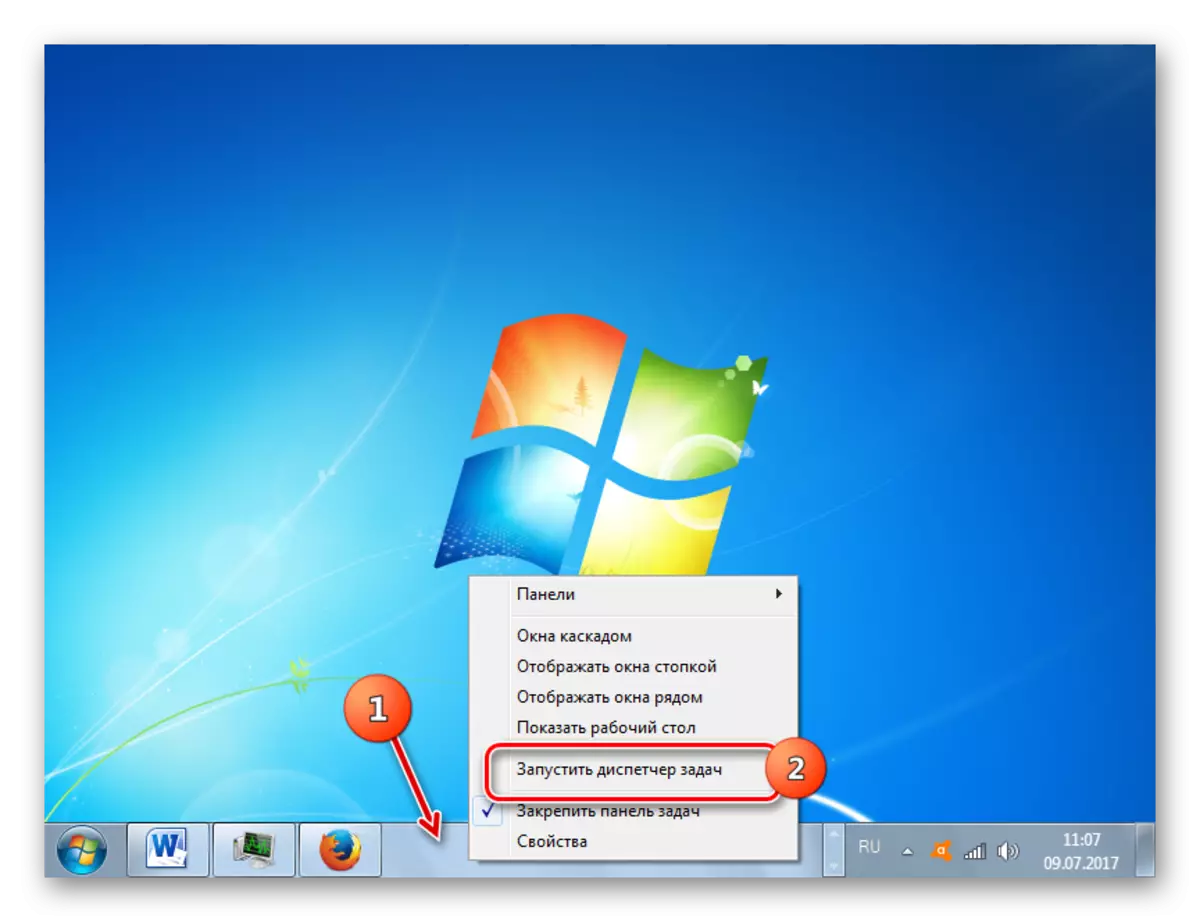 Gerînendeyê peywirê bi navgîniya menuya Taskbar di Windows 7 de rêve bikin