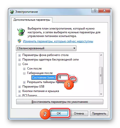 Deaktiver automatisk overgang til dvaletilstand i vinduet Yderligere strømindstillinger i Windows 7