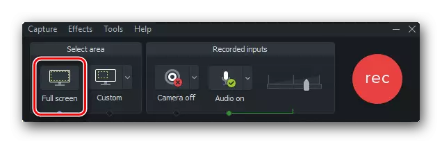 Botón de captura total para la grabación de escritorio