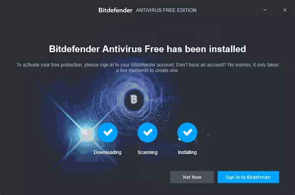 Pag-install ng Bitdefender Free Edition.