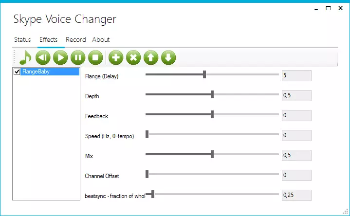 Effects in Skype Voice Changer