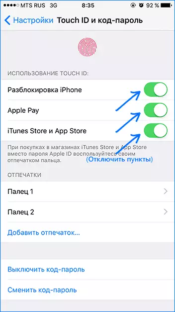 Vypnite pomocou TOUCH ID