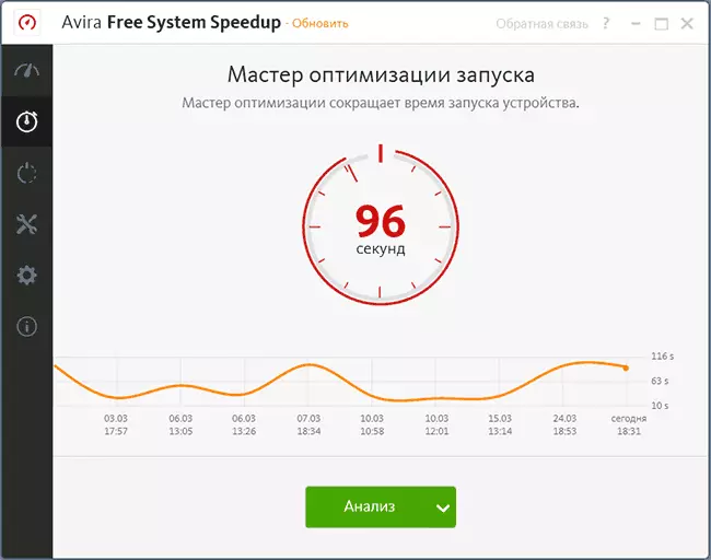Optimització d'arrencada a Avira Sistema gratuït Speedup