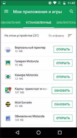Seznam aplikacij Android