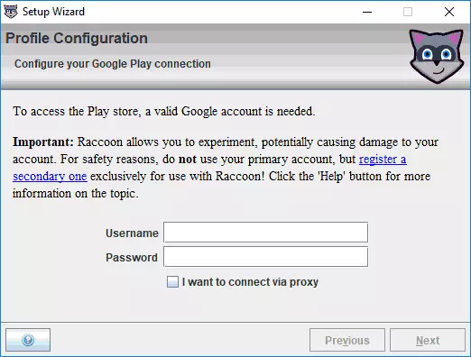 Log in op Raccoon Apk Downloader