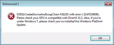 D3D11CReateDeviceEnSwapchain greška nije uspjelo u Windows 7