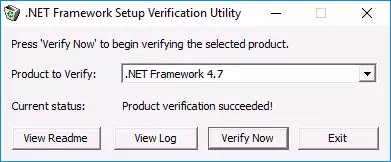 Utility NET Framework Setup verifikācijas rīks