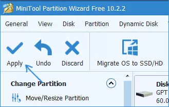 Combina seccións en MiniTool Partition Wizard