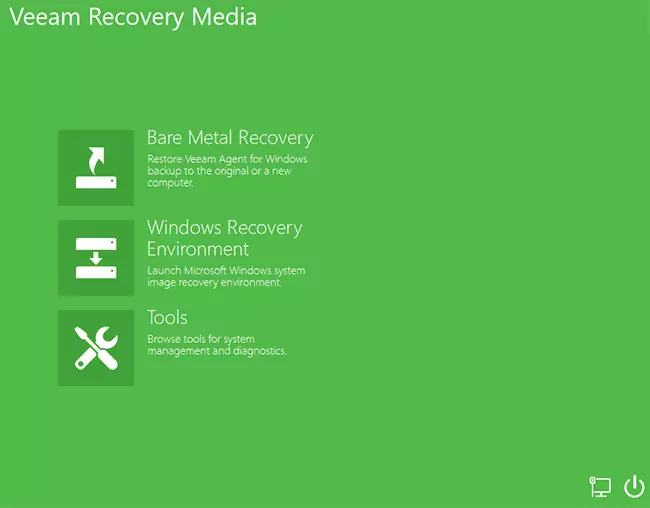 Recovery menu from VEEAM disk