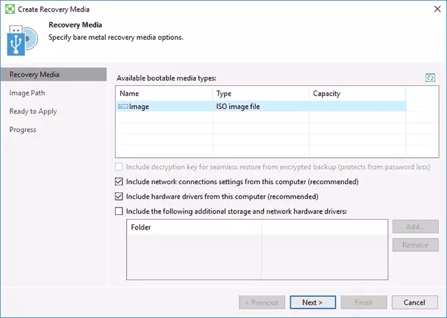 Creating a recovery disk Veeam