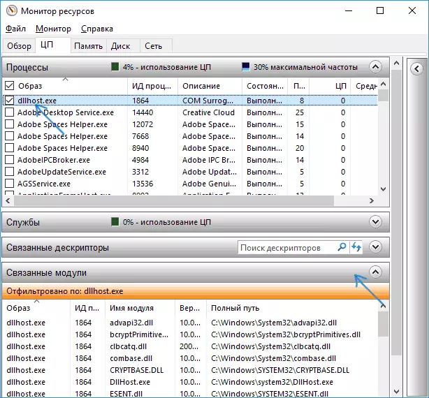 Dllhost.exe dalam Windows Resource Monitor