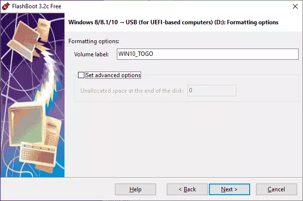 Advanced Windows To Go parametri flash drive