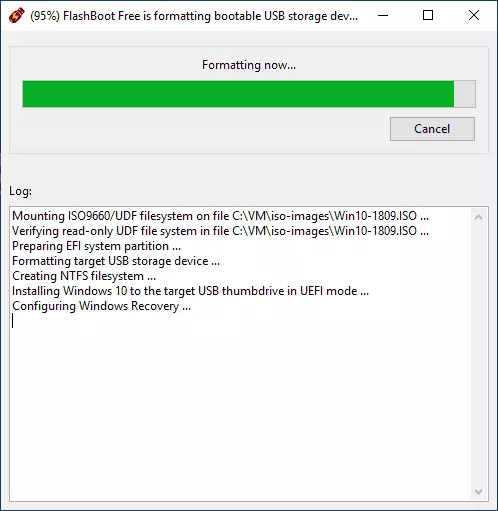Installazione di Windows 10 su un flash drive USB in FlashBoot