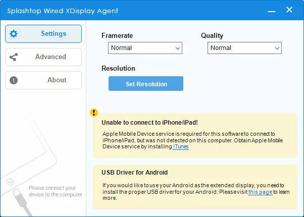 Settings Wired XDISPLAY Agent