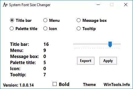 Indstilling af skriftstørrelsen i System Font Size Changer
