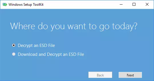 Instalacija Windowsa Toolkit ESD Decrypter