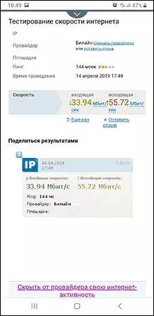 2ip.ru मा इन्टरनेट गति