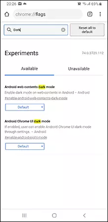 Dark Mode Parameters on Android