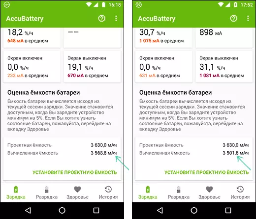 Capacidade de bateria real de Android calculada