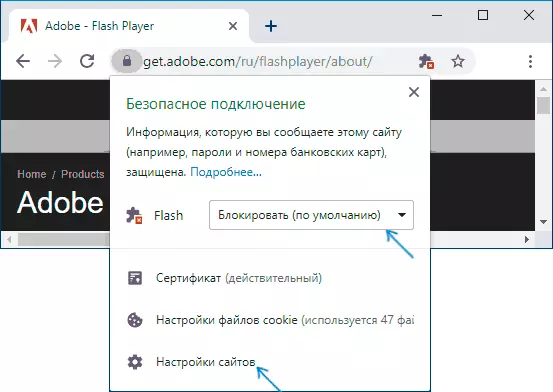 Միացրեք Flash Player- ը Chrome- ում կայքի համար