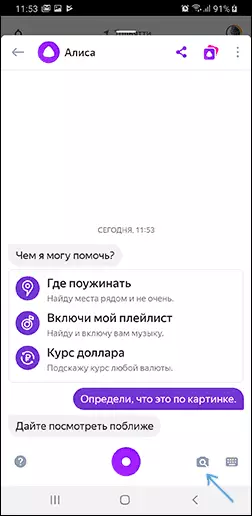 Etsi kuvia puhelimesta Yandex Alice