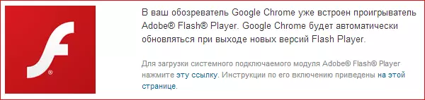 Mesazhi që Google Chrome përdor Adobe Flash Player të integruar