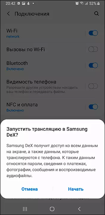 Samsung Dex berjalan di telepon
