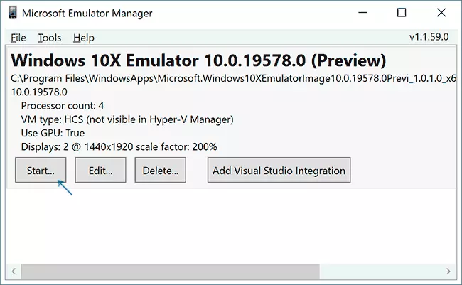 Running Windows 10X emulator