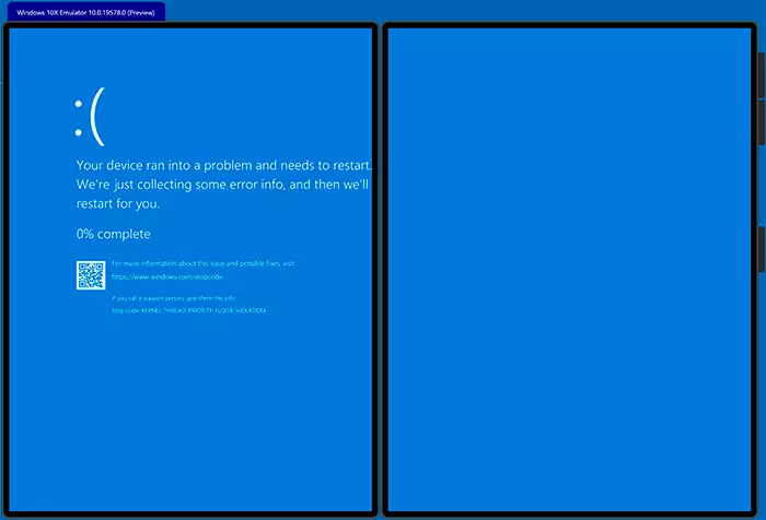 BSOD blue screen in Windows 10X