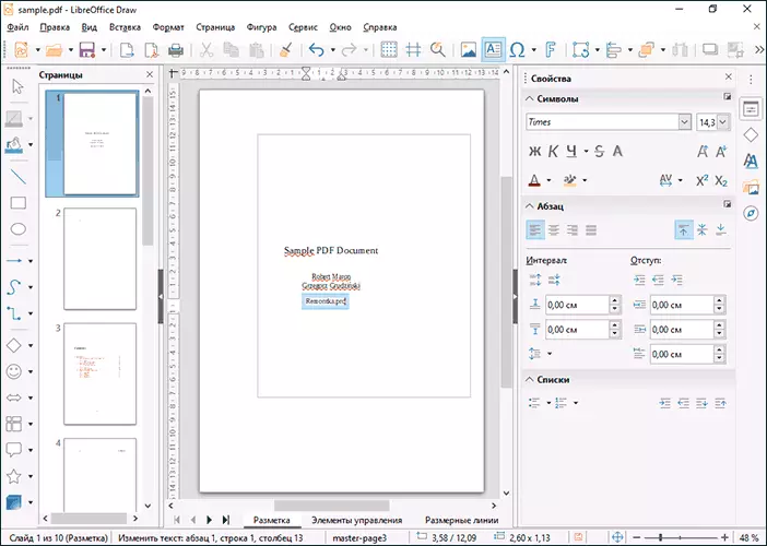 Redaktado de PDF en LibreOffice-remizo