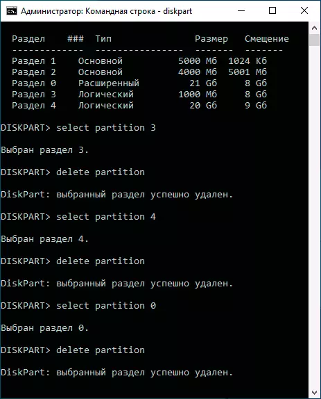 Delete the advanced partition on the command line