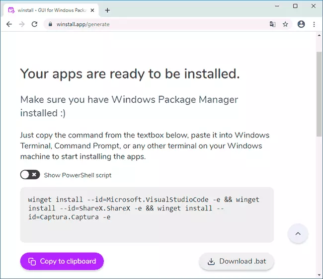 Generate WingeT script to install programs