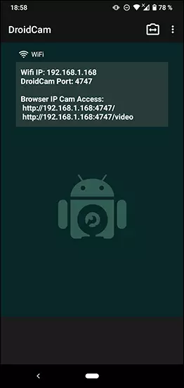 DROIDCAM application on Android