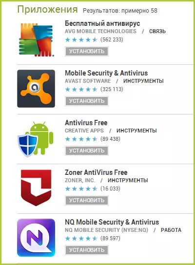 Antiviruset për Android në Google Play