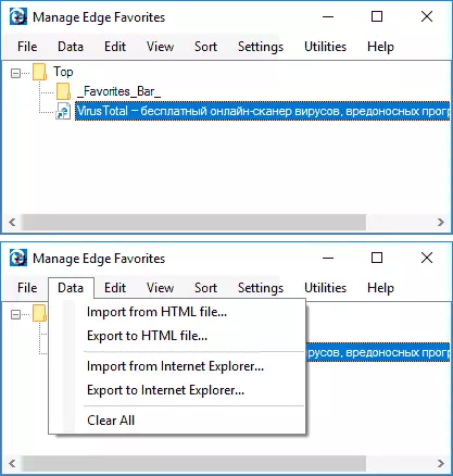 Export Bookmarks using Manage Edge Favorites