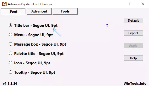 Font change in Advanced System Font Changer