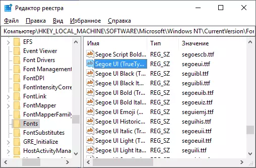 Cambio de fuentes del sistema de Windows 10 en el Registro