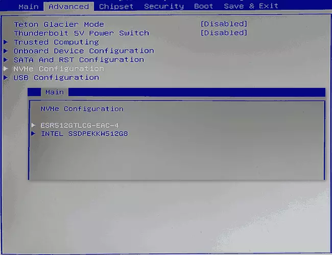 Csatlakoztatott SSD lemezek a BIOS-ban vagy az UEFI-ben