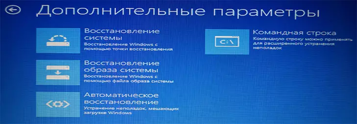 Opsiynau adfer ar ddisg cist Windows 8