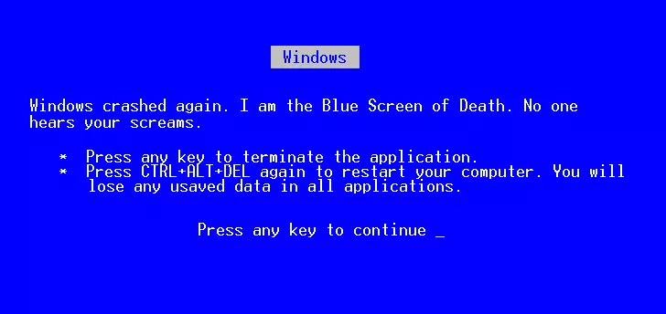的Windows藍屏死機。