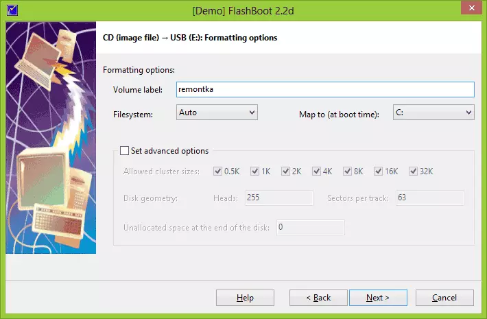 Cilësimet e flash drive para formatimit