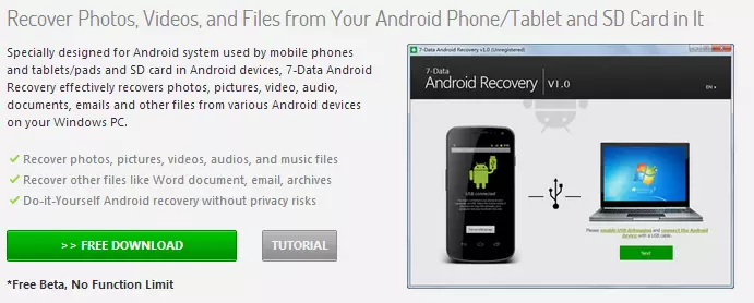 Opisyal nga Download panid 7-Data Android Recovery