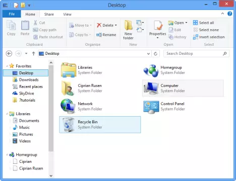 Archivos del Explorador de Windows 8