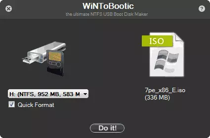 Creating a bootable USB in WINTOBOOTIC
