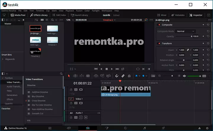Editing video in Davinci Resolve