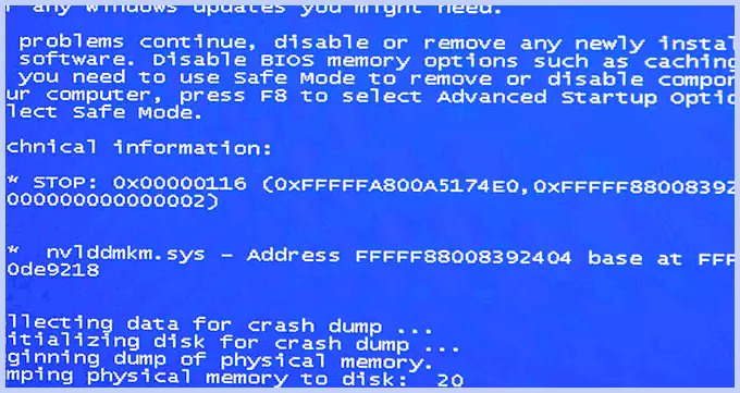 Blue screen of death bsod nvlddmkm.sys